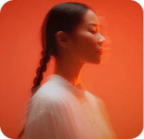 Warm orange glow female profile portrait