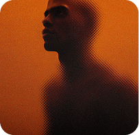 Amber textured male silhouette